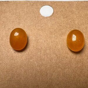 Amber Simulant Oval Stud Earrings